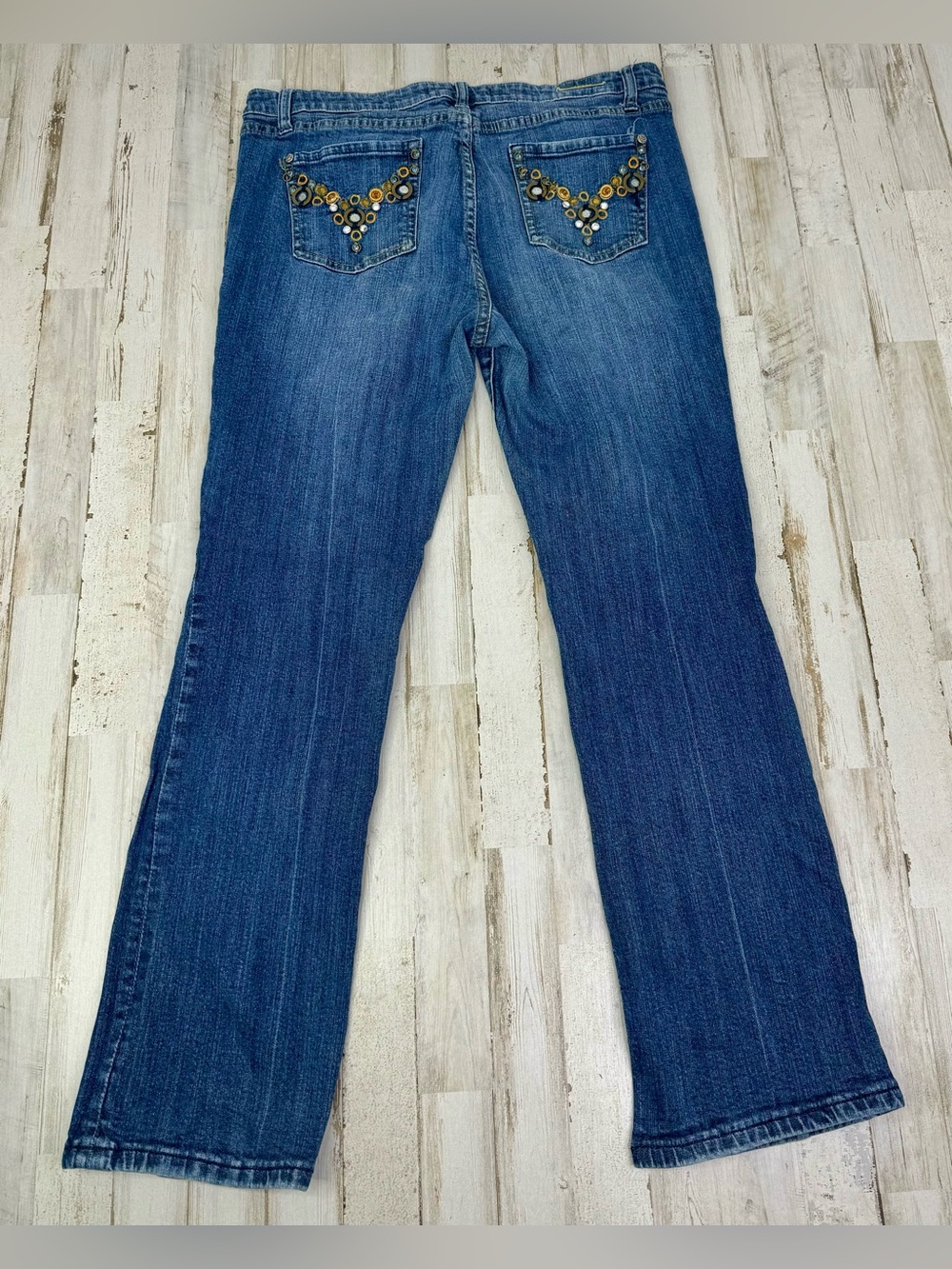 VIGOSS Straight Leg Jeans Women’s 13/14 (34x30) Blue Wash Stretch Denim - Picture 1 of 11